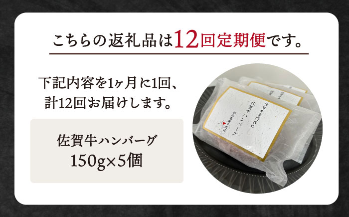 【全12回定期便】佐賀牛 ハンバーグ 5個セット【田中畜産牛肉店】 [HBH049]