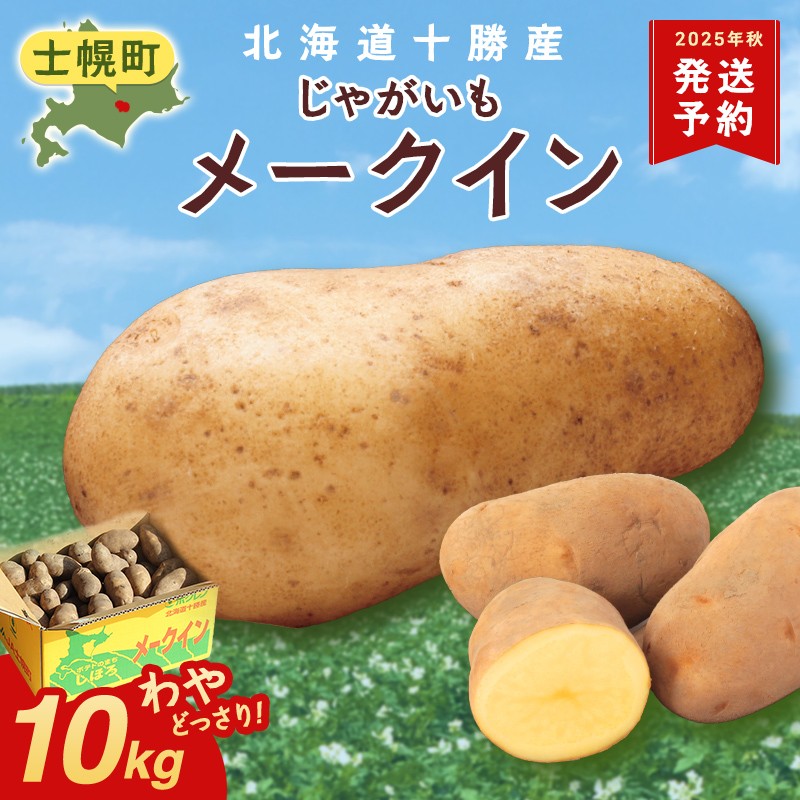 
北海道 じゃがいも メークイン 10kg 北海道産 十勝産 ジャガイモ 芋 いも ポテト お取り寄せ まとめ買い 送料無料 十勝 士幌町【V05】
