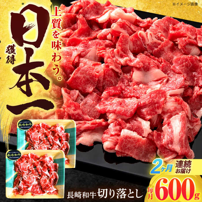 【ふるさと納税】【2回定期便】長崎和牛 切り落とし 600g(300g×2)【有限会社長崎フードサービス】[OCD017]