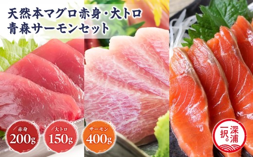 青森サーモン＆天然 本マグロ 赤身 大トロ セット 計750g