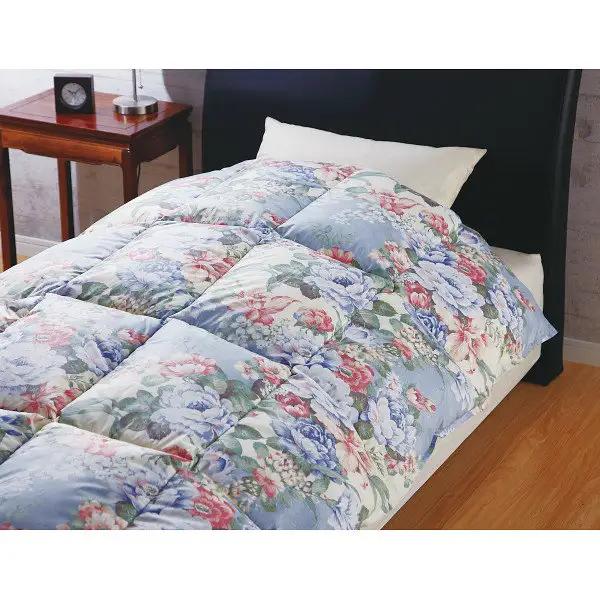 柄おまかせ　国産羽毛ふとん　クインサイズ　約210×210cm　 ホワイトダックダウン50％　約1.3kg入り