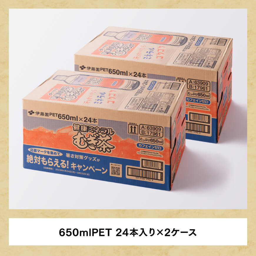 【6ヶ月定期便】 伊藤園 健康ミネラル むぎ茶 （ PET ） 650ml×48本 【 送料無料 お茶 麦茶 ペットボトル カロリーゼロ カフェインゼロ 飲料 定期便 】