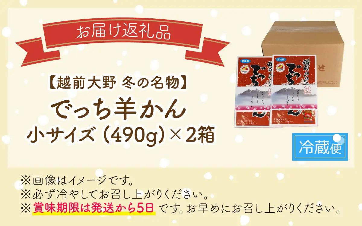 【先行予約】福井県大野市 冬の名物 でっち羊かん (お菓子のひろせ 水ようかん) 小サイズ (490g)×2箱【11月より順次発送】