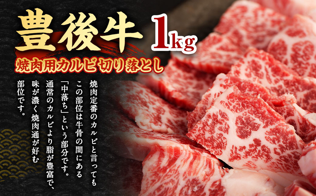 【大分県産】 豊後牛 焼肉用 カルビ 切り落とし 約1kg (約500g×2パック)