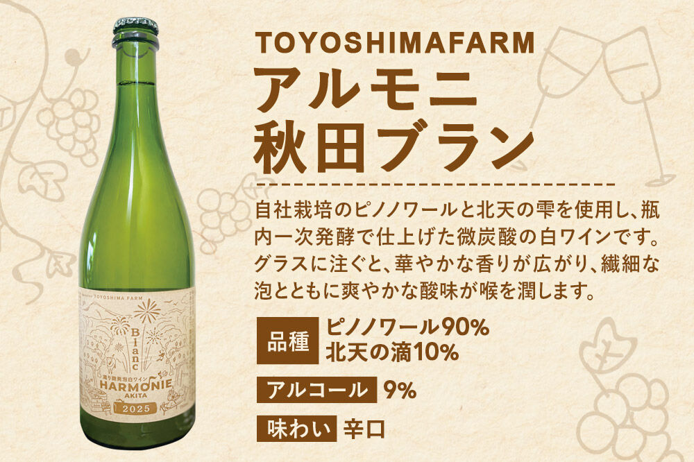 濁り微発泡 白ワイン【アルモニ秋田ブラン】 750ml×1本 [白ワイン ワイン 酒 お酒 濁り微発泡 白ワイン 辛口 秋田 TOYOSHIMA FARM]