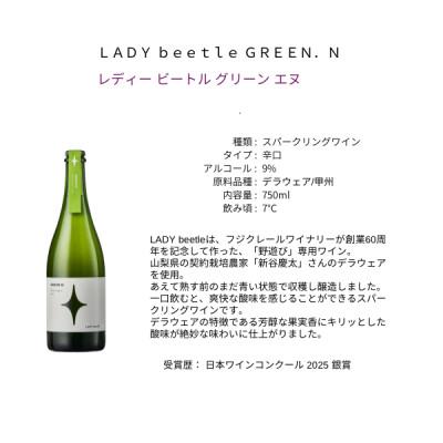 ふるさと納税 山梨市 フジクレールワイナリー LADY beetle GREEN.N 750ml×1本 |  | 01