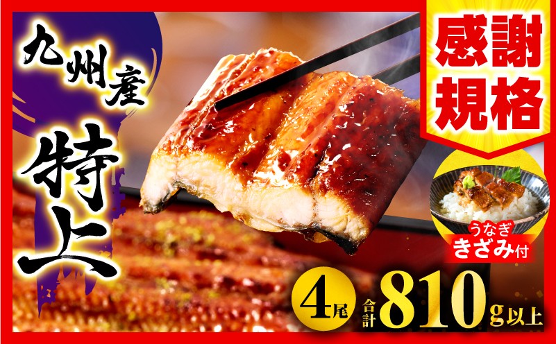【数量限定】国産うなぎ蒲焼4尾 計800g以上 鰻蒲焼ウナギ蒲焼用たれさんしょうのセット