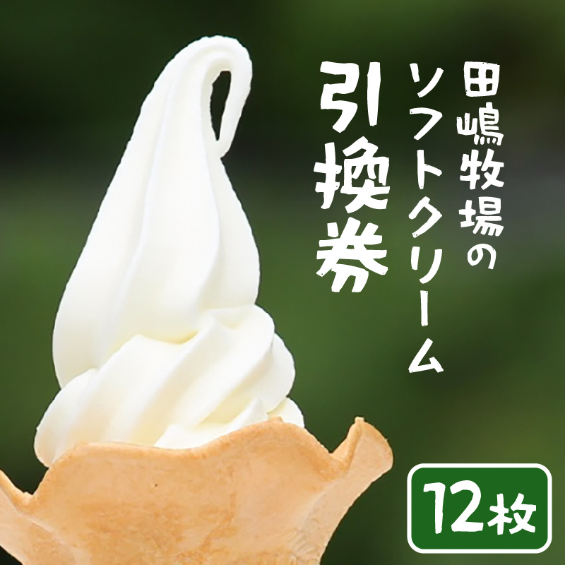 田嶋牧場のソフトクリーム屋 ソフトクリーム 引換券 12枚 / ソフトクリームフレッシュみるく味ふつうサイズ(コーンまたはカップ) 引換券 デザート スイーツ 旅行 アイス アイスクリーム 手作り [
