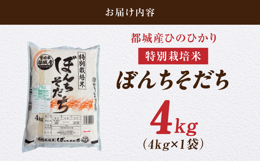 都城産ひのひかり特別栽培米「ぼんちそだち」4kg_AA-N5-001-4kg