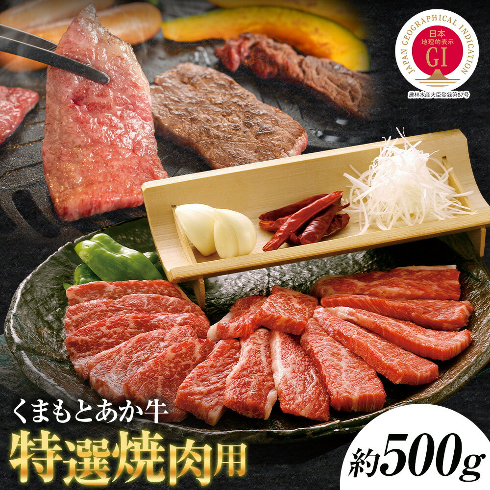 【ふるさと納税】厳選されたGI認証 くまもとあか牛 特選 焼肉用 約500g GI認証取得牛 牛肉 肉 和牛 あか牛 赤牛 熊本 焼き肉 焼肉 やきにく お肉 カット済み バーベキュー 冷凍 国産 九州産 熊本県産 送料無料《90日以内に出荷予定(土日祝除く)》