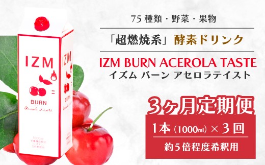 
            【IZM酵素ドリンク】《3か月定期便》IZM BURN ACEROLA TASTE  健康 便秘 お通じ 燃焼 アセロラテイスト 美容 ダイエット ファスティング 置き換え インナーケア イズム 199004
          