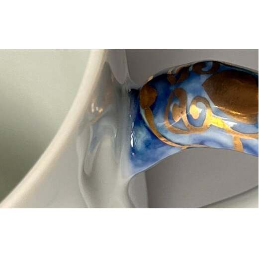 有田焼 ギャラリー花伝 白磁金彩エンタシス 饕餮文 ( とうてつもん ) 把手付 ペアマグカップ ティータイム A25-478_イメージ4