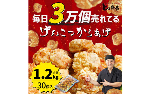 博多とよ唐亭 げんこつからあげ 1.2kg 30個 鶏肉 もも 骨なし 電子レンジ から揚げ 唐揚げ からあげ 福岡名物 博多 博多名物 BF001