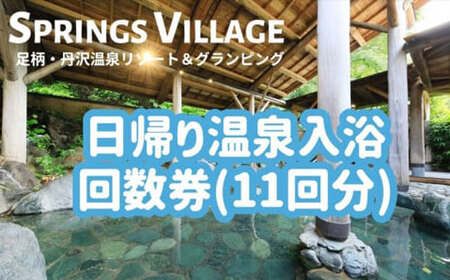 SPRINGS VILLAGE 足柄丹沢温泉リゾート 大人1名様 日帰り温泉回数券 11枚