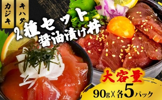 2種 醤油 漬け丼 90g×各5パック キハダマグロ カジキマグロ 切り身 特製 漬け丼 丼 海鮮丼 刺し身 刺身 切身 手軽 便利 ご飯のお供 簡単調理 海鮮 魚介 惣菜 冷凍 小分け 大容量 ふるさと納税 人気 ふるさと納税漬け丼 ふるさと納税海鮮丼 TY077