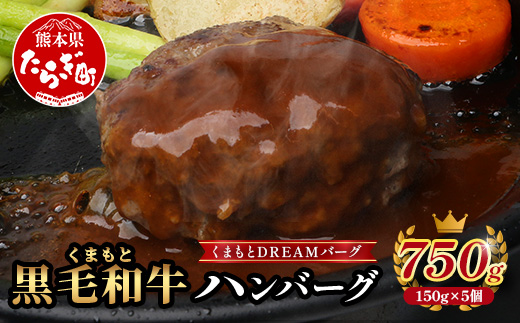 【年内お届け】くまもと黒毛和牛 《 DREAMバーグ 150g×5パック 計750g 》 ※12月18日～28日発送※ 牛肉 100％ 国産 ハンバーグ 熊本 ブランド牛 黒毛 和牛 上質 はんばーぐ 惣菜 熊本県 年内発送 年内配送 クリスマス