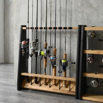 ふるさと納税 横手市 WOOD WORKS ロッドスタンド10本掛け　ライトブラウン×ブラックウッド |  | 01