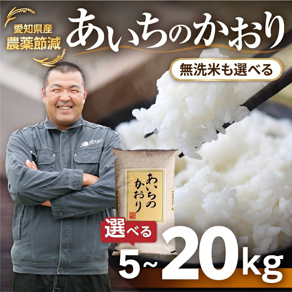 【ふるさと納税】≪定期便が選べる≫減農薬 あいちのかおり 5kg~20kg 選べる 無洗米 お米 白米 おこめ こめ コメ 米 kome 白米 5キロ 10キロ 20キロ 精米 令和7年 高評価 高レビュー 12ヶ月 6ヶ月 3回 6回 12回 定期 定期便 産地直送 送料無料 愛知県 豊橋市