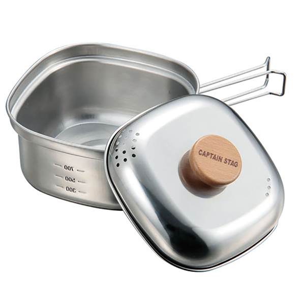 [CAPTAIN STAG]1～2人用 ステンレス角型ラーメンクッカー 1.3L (キャプテンスタッグ)　キャンプ用品　アウトドア用品 【010P087】