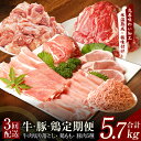 【ふるさと納税】牛 豚 鶏 定期便 7種 総量5.7kg ( 牛肉 切り落とし / カット済み 鶏もも / 豚肉 5種 食べ比べ ) 全3回 丸善味わい加工 毎月発送コース 肉 送料無料 国産 鶏肉もも 氷温熟成牛 氷温熟成豚 熟成肉 氷温熟成 作り方 ふるさと納税オリジナル 限定 肉の泉佐野