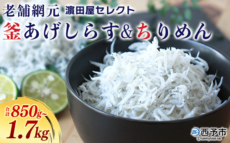 
            ＜老舗網元 濱田屋セレクト 釜あげしらす (合計850g/合計1.7kg)＞ 釜揚げ シラス じゃこ 海鮮 海産物 丼 おにぎり 具材 ご飯 おつまみ おやつ 小魚 乾物 国産 マルヨシ水産 特産品 愛媛県 西予市【冷凍】
          