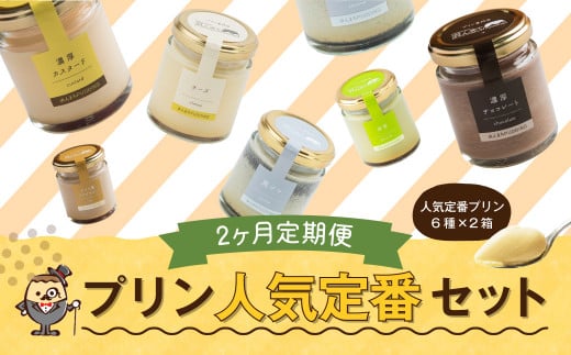 【2回定期便】 浜んまちPUDDING 人気 定番 プリン 6種の2箱セット （通常紙箱） スイーツ お菓子 おやつ 詰め合わせ