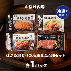 レンジ対応 はかた地どりの冷凍食品4種セット　各1パック（チキン南蛮、唐揚げ、チキンカツ、甘辛タレ唐揚げ）_レンジ対応 はかた地どり 冷凍食品 4種 セット チキン南蛮 唐揚げ チキンカツ 甘辛タレ唐