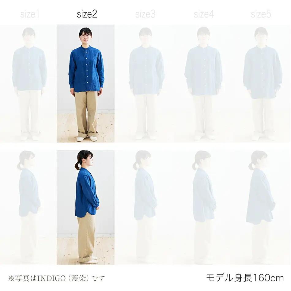 手染めリネン切替シャツ サイズ 2 LIGHT GRAY（薄墨染）　AO024