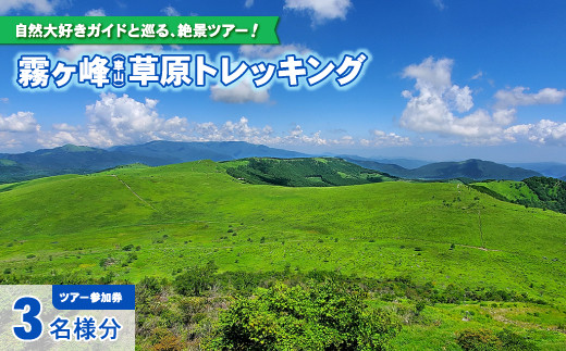 【霧ヶ峰(車山)草原トレッキング】～自然を感じて、五感を使う　のんびり山歩き～ツアー参加券３名様分／八ヶ岳登山企画 トレッキング ガイド付き 体験 アウトドア 子供 小学生 チケット 観光 長野 諏訪【88-08】