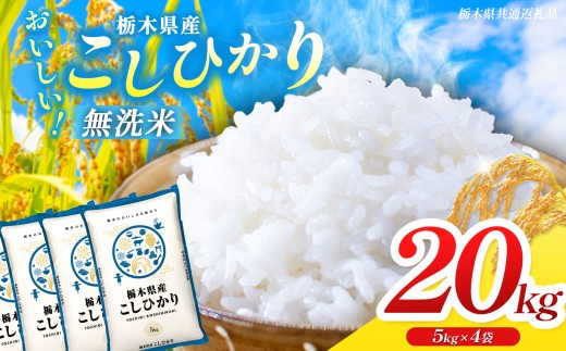 【栃木県共通返礼品】【先行予約】【令和8年度産】 訳あり 栃木県産コシヒカリ  無洗米 5kg×4 20kg | 定期便 選べる ふるさと 納税 コシヒカリ とちぎの星 お米 精米 無洗米 ごはん ご飯 主食 日本米 kome 栃木県 共通返礼品 那珂川町 送料無料