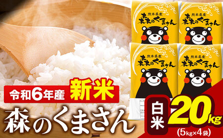 令和6年産 森のくまさん 20kg 5kg × 4袋  白米 熊本県産 単一原料米 森くま《7-14日以内に出荷予定(土日祝除く)予定》｜人気米 熊本県産米 お米 生活応援米