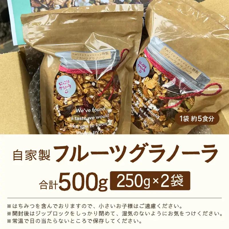 無添加 自家製 フルーツグラノーラ 250g×2袋（計500g） ／ 着色料不使用 オーガニック 果物 ドライフルーツ オートミール ヨーグルト 牛乳 シリアル 朝食 グルメ お取り寄せ ギフト 国産