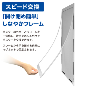 【ポスターフィット背面マグネットなし】A2用紙サイズ対応  交換が簡単な薄型ポスターフレーム