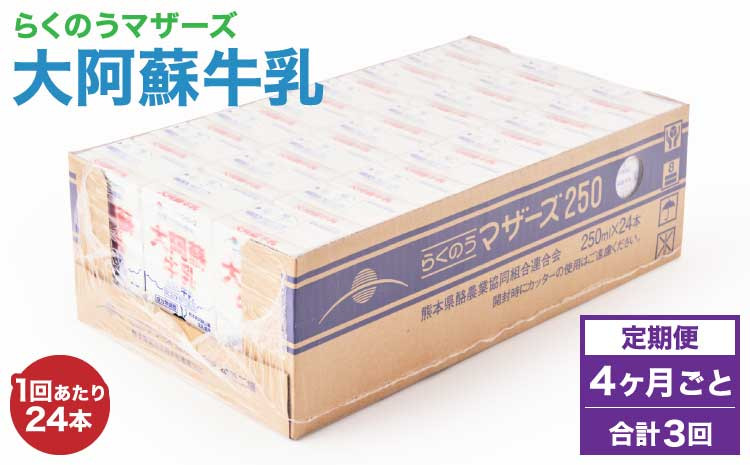 
            【4ヶ月毎3回定期便】 牛乳 大阿蘇牛乳 250ml 計72本
          