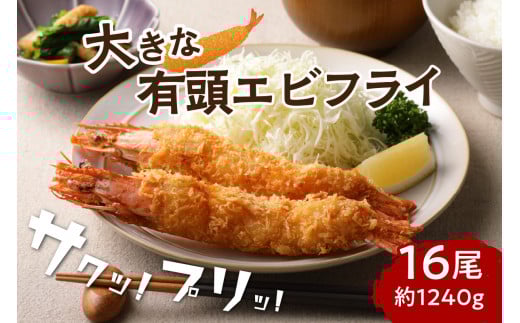 サクぷりっ!　大きな有頭エビフライ　16尾(約1240g)1尾全長約20cm【001-0029】