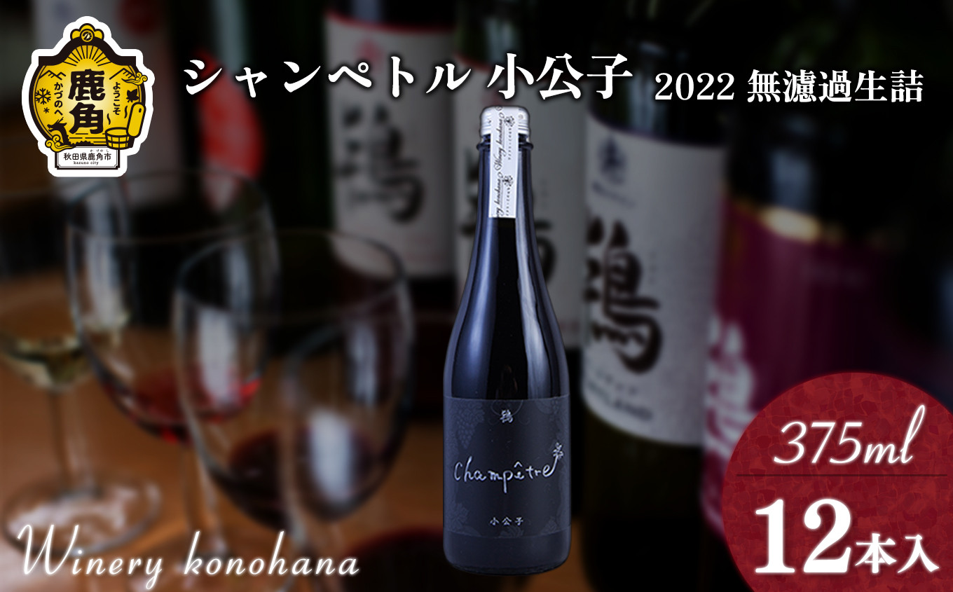 
シャンペトル 小公子2022無濾過生詰 赤 辛口（微発砲）375ml×12本 【ワイナリーこのはな】MKpaso ワイン 日本ワイン ギフト グルメ ワイナリー 国産 県産 鹿角産 秋田県 秋田 あきた 鹿角市 鹿角 かづの
