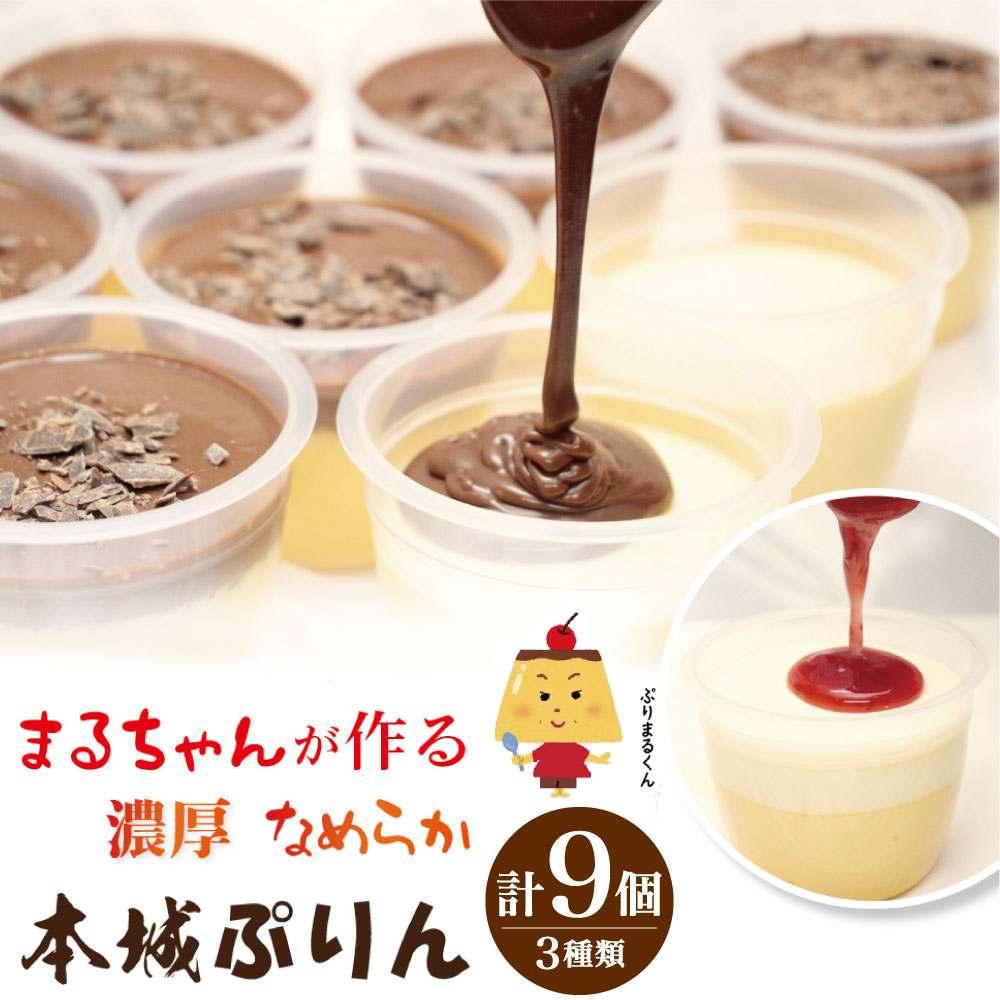 【ふるさと納税】【指定日必須】本城ぷりん 詰め合わせ セット 90g×9個 3種類 食べ比べ プリン 生チョコ レアチーズ 苺ソース 洋菓子 お菓子 スイーツ 濃厚 なめらか 冷蔵 国産 福岡県 北九州市