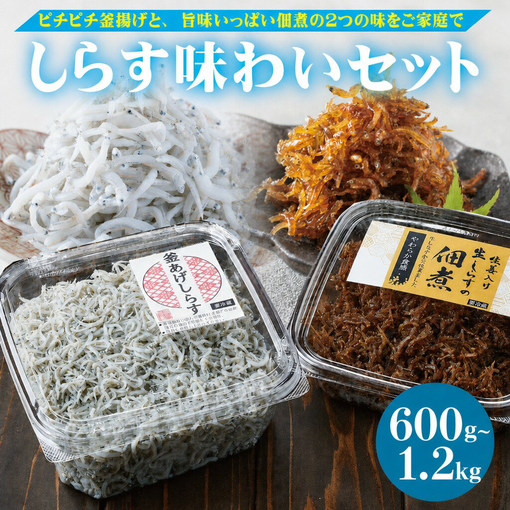 【ふるさと納税】しらす味わいセット（釜揚げしらす・しらすの佃煮）600g / 1.2kg 満足度94%超！ しらす 釜揚げ しらす干し 佃煮 送料無料 小分け 大容量 ご飯のおとも ちりめん おすすめ 取り寄せ 贈答 ギフト 人気 冷凍 保存 国産 和歌山県 有田市