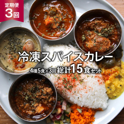 【3回定期便】冷凍スパイスカレー4種 5食×3回 総計15食 [カレーライフ 長崎県 雲仙市 item2251]