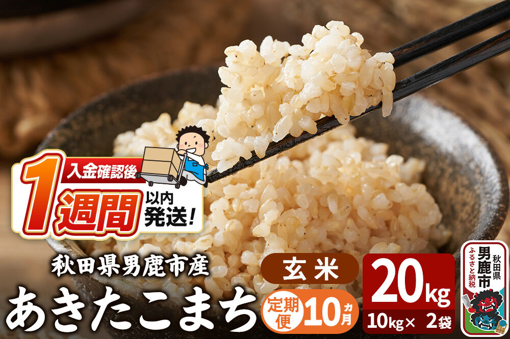 令和8年産新米《定期便10ヶ月》あきたこまち 玄米 20kg（10kg×2袋） 吉運商店 秋田県 男鹿市 お米 お弁当 おにぎり [新米 米 こめ コメ 玄米 あきたこ…|23_ysu-222010b
