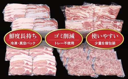 豚肉 2kg セット（ロース・バラ・ひき肉）500g 黒岩豚太くんⅡ小分け 真空パック D0580 （くろいわ産地直売所 ） しゃぶしゃぶ 焼肉 ハンバーグ　ギフト 栄養豊富 ビタミンB 四元豚 希少