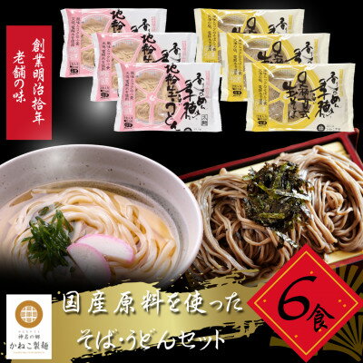 【ふるさと納税】神奈川県中井町　老舗かねこ製麺　国産原料をつかったそば・うどんセット　各6食【配送不可地域：離島】【1685265】