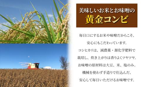 【太陽と大地】八重原産特別栽培米（減農薬・減化学肥料栽培）コシヒカリ（白米）５kgと信州味噌「八重原味噌」５００ｇのセット