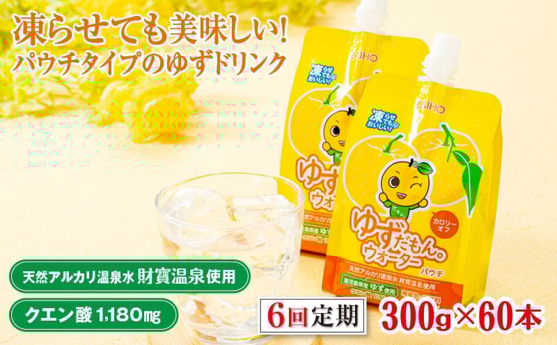 
J10-2246／【6回定期】 ゆずドリンク 300g×60本 パウチ ゆずだもん。ウォーター
