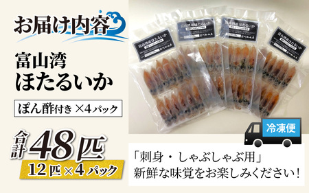 「富山湾ほたるいか」刺身・しゃぶしゃぶ用 ポン酢付　/　ほたるいか いか ホタルイカ イカ 沖漬け 川村水産 ホタルイカ 蛍烏賊 朝どれ 朝獲れ おつまみ 珍味 海鮮 名産 旬 観光 ギフト 送料無料