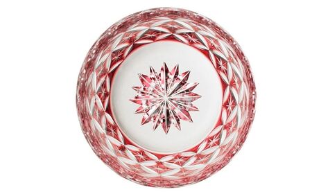 江戸切子 冷酒杯 伝統工芸士作〈七宝〉(赤色)  カガミクリスタル | 江戸切子 グラス 茨城県 龍ケ崎市