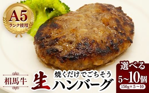 
                  相馬牛 生ハンバーグ  A5ランク 焼くだけでごちそう 選べる個数 5個～10個 FAI-0118var
                