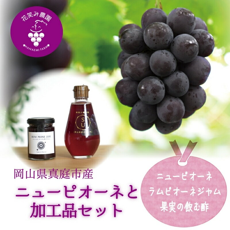 【ふるさと納税】 岡山 花笑み農園の『ニューピオーネ&ラムピオーネジャム&飲む酢』ピオーネと加工品セット P-JN hana71 ※2025年9月下旬～順次発送 岡山 真庭 大粒 高級 濃厚 ピオーネ フルーティー ジャム 高級感 酢 飲む ビネガードリンク 贈答用【1539444】