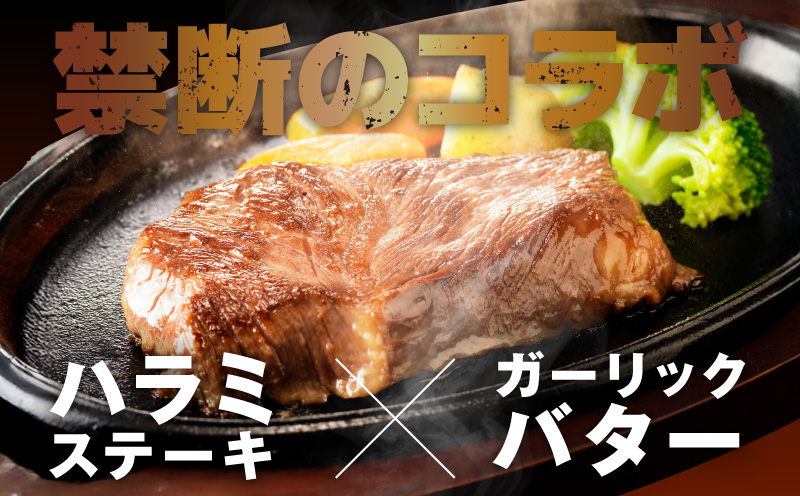 牛ハラミステーキ 総量 1kg 以上 ガーリックバター味【小分け 10枚 厚切りカット 牛肉 焼くだけ BBQ やきにく】 015B644