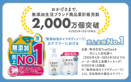無添加　泡の石けんボディソープ　詰替セット　4個入　＜無添加生活シリーズ＞｜無香料 無着色 パラベンフリー
